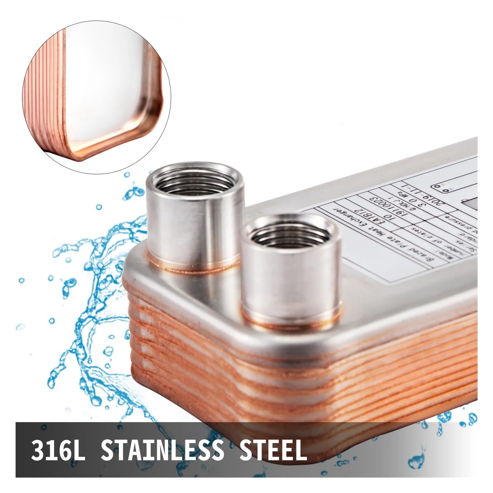 Enfriador De Mosto con Intercambiador De Calor De 30, 40 Y 60 Placas, Enfriador De Cerveza Casero De Acero Inoxidable, Enfriador De Contraflujo, Calentamiento De Agua(30 Plates)