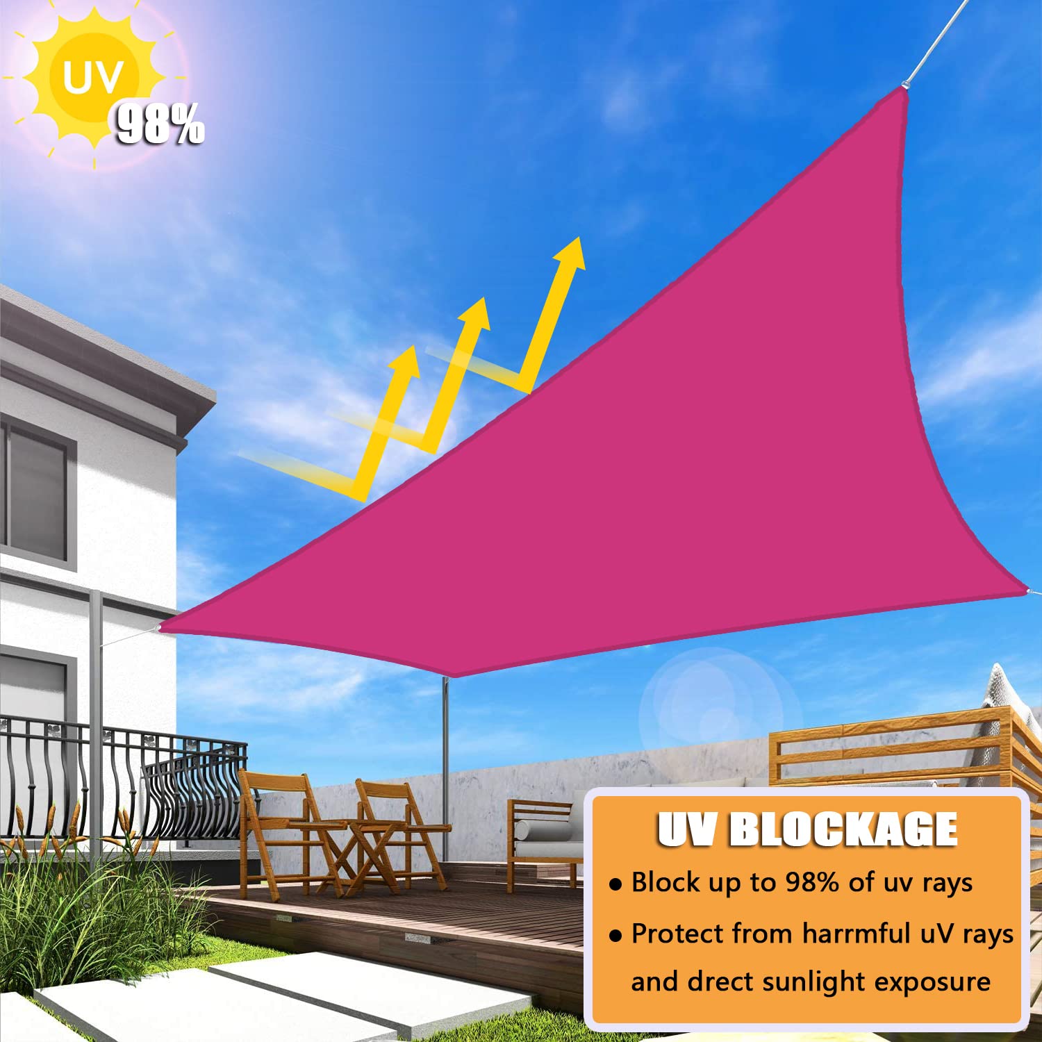 Ziligengsheng Sonnensegel Rechteck 3 x 7m Wasserdicht Sonnenschutz Balkon Terrasse mit Montagezubehör PES Polyester 98% UV-Schutz Reißfest Wetterfest 