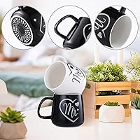 Vista 3 de LIHAO Mr And Mrs - Juego de 2 tazas de café para parejas, para boda, compromiso, aniversario, día de San Valentín, boda para él y ella, regalos