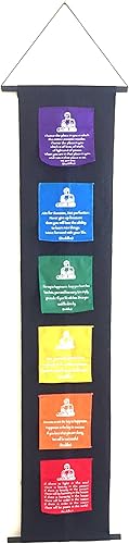 Miniatura 5 de OMA Bandera tibetana de oración de Buda para colgar en la pared, decoración de arco iris, chakras motivacionales, afirmación inspiradora, pancarta,