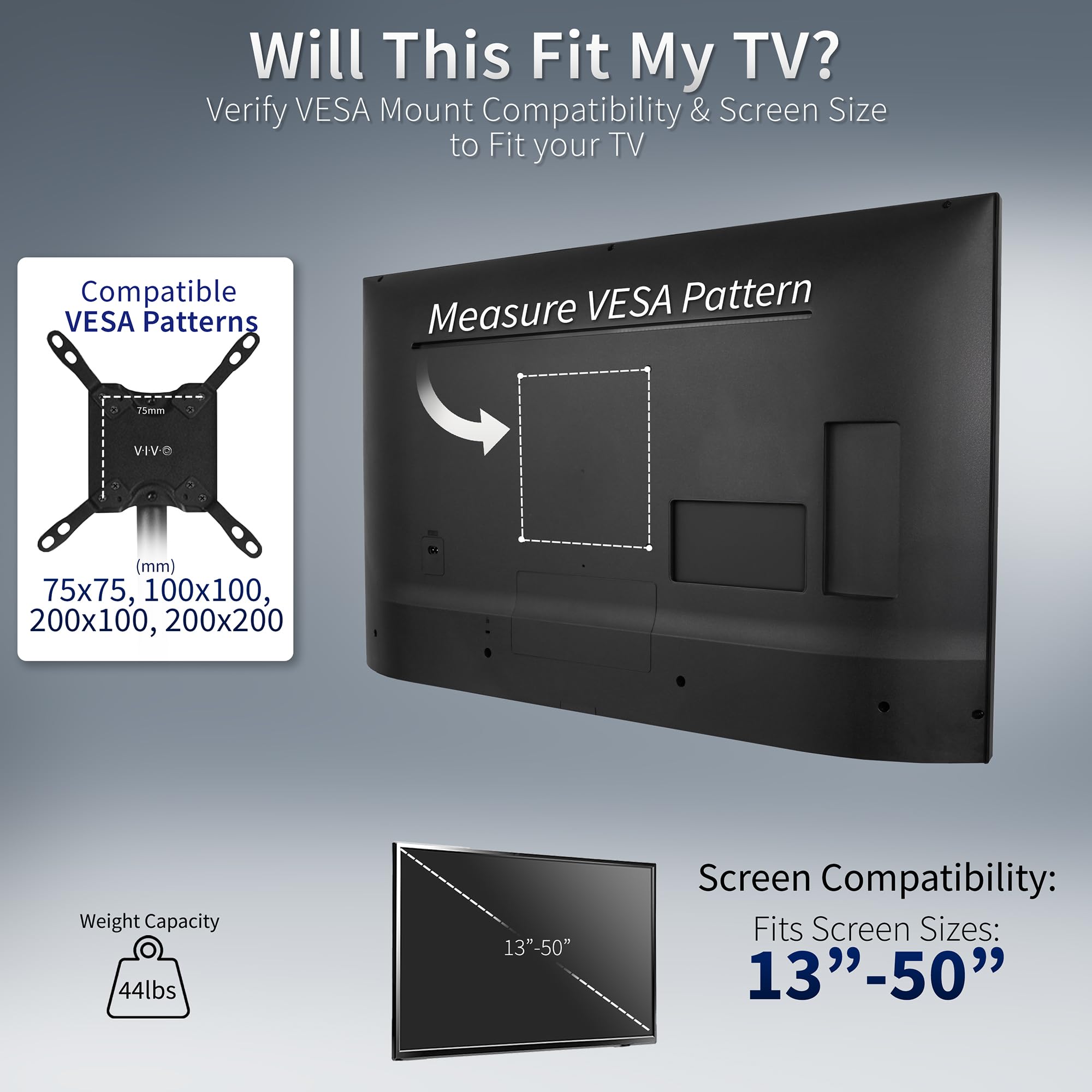 VIVO STAND-TV17 - Supporto da pavimento per TV da 13 a 50 pollici fino a 20 kg, LCD LED OLED 4K Smart Flat, pannelli curvi per monitor, VESA max 200 x 200, palo alto per tapis roulant ed ellittica,