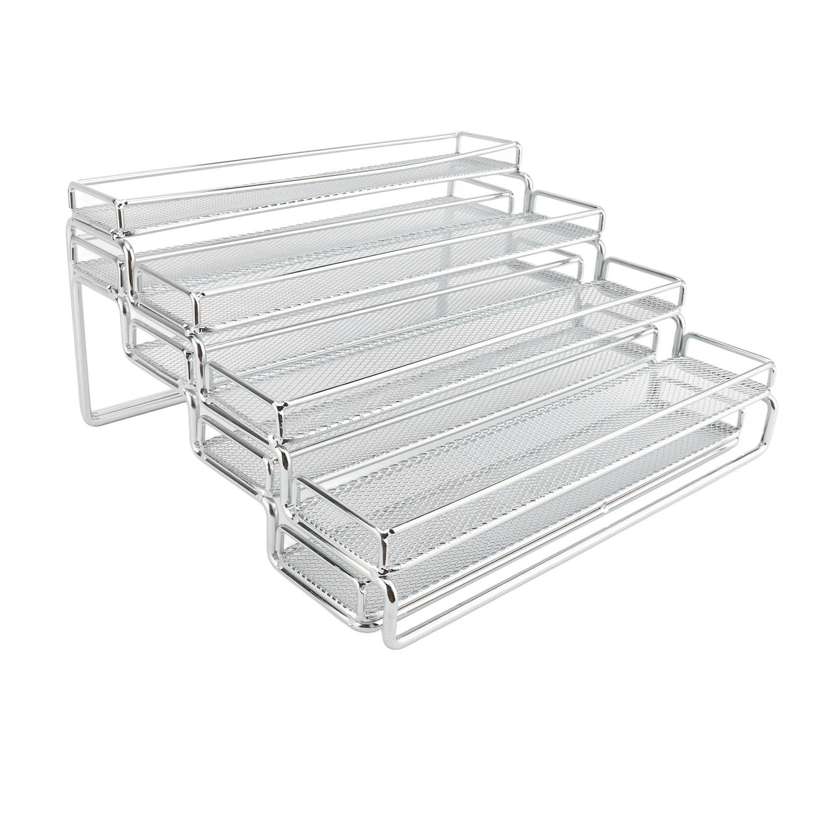 GLETSF 4-Tier Spice Rack, Expandable 12-23" Wire Spice for Kitchen Cabinet & Countertop, Adjustable Storage Solution for Herbs & Spices,