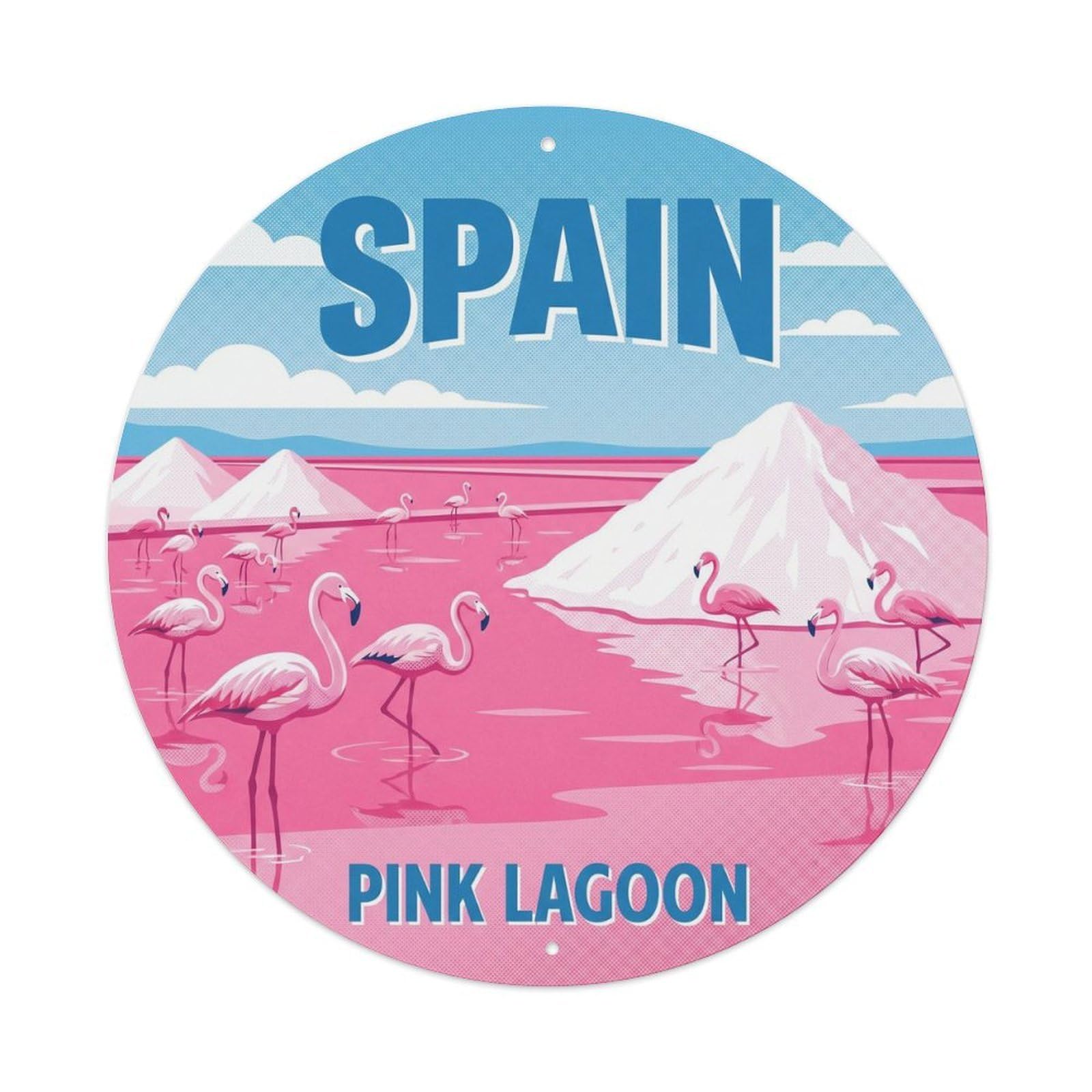 Alicante Torrevieja Pink Lagoon Spain Coastal Travel Metal Tin Sign
