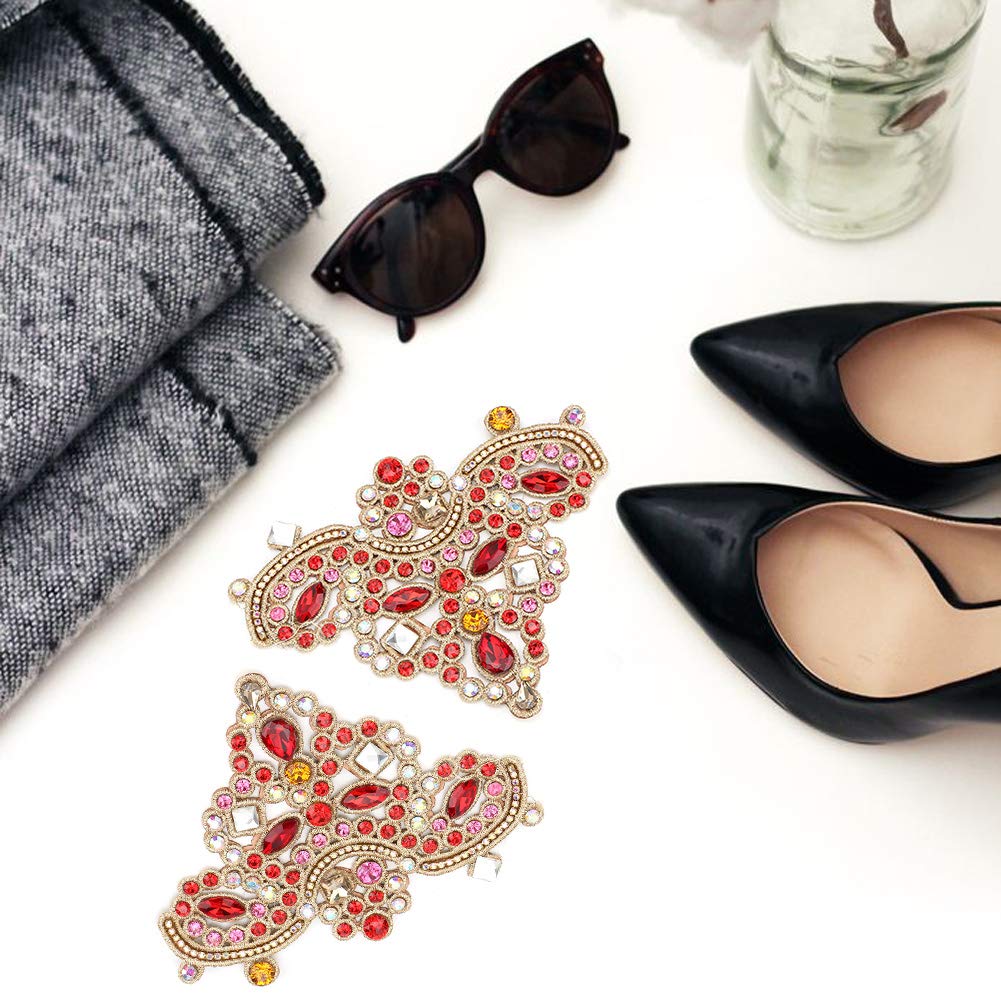 Lot de 2 appliques en strass à coudre sur fausses perles pour chaussures, sacs, chapeaux, vêtements, bijoux (# 5