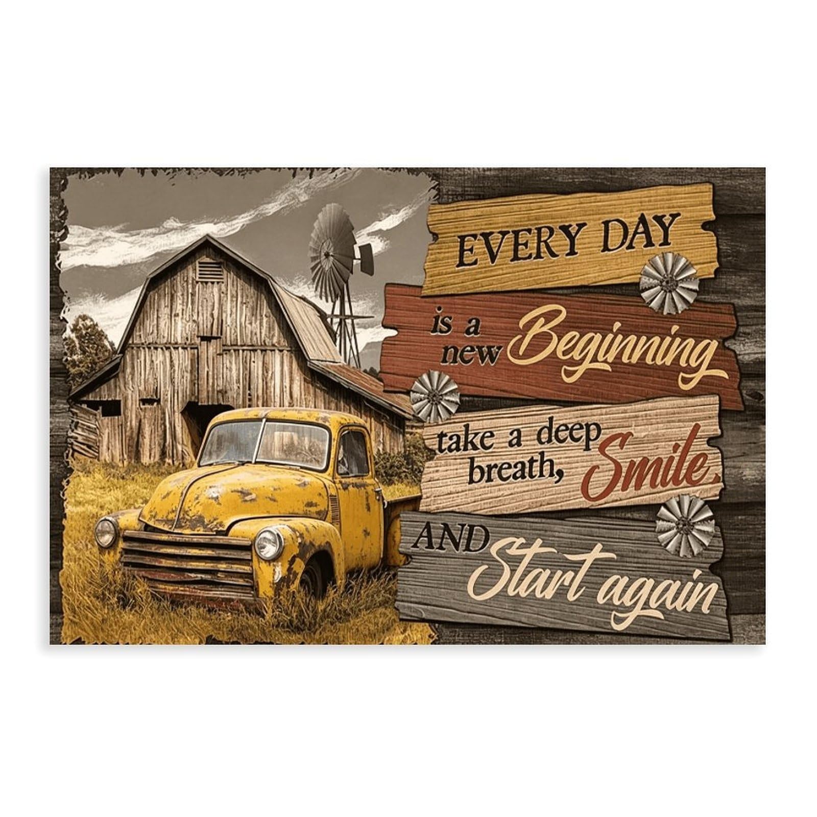Retro Barn And Windmill Poster (2) Canvas Poster for Dorm Room Decor Gift