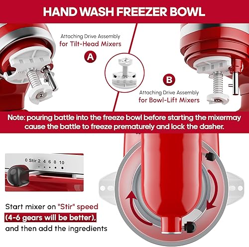 Miniatura 2 de InnoMoon KitchenAid - Accesorio para máquina de helados para batidora de pie, compatible con batidora de pie Kitchenaid de 4.5 cuartos de galón, 5