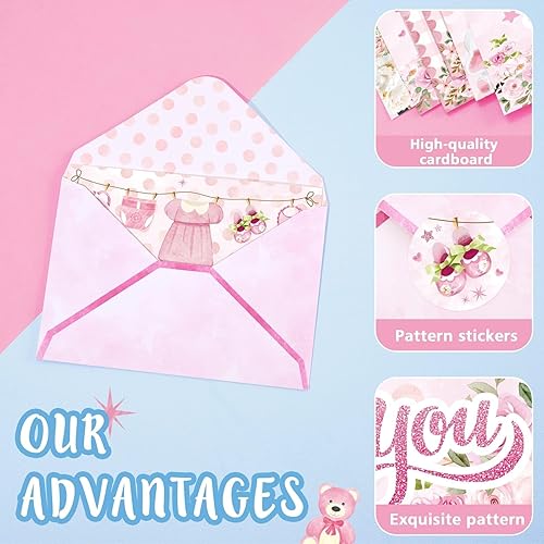 Vista 10 de WERNNSAI Tarjetas de agradecimiento de dinosaurios, 24 unidades, decoraciones de cumpleaños de dinosaurios rosados, tarjetas de felicitación