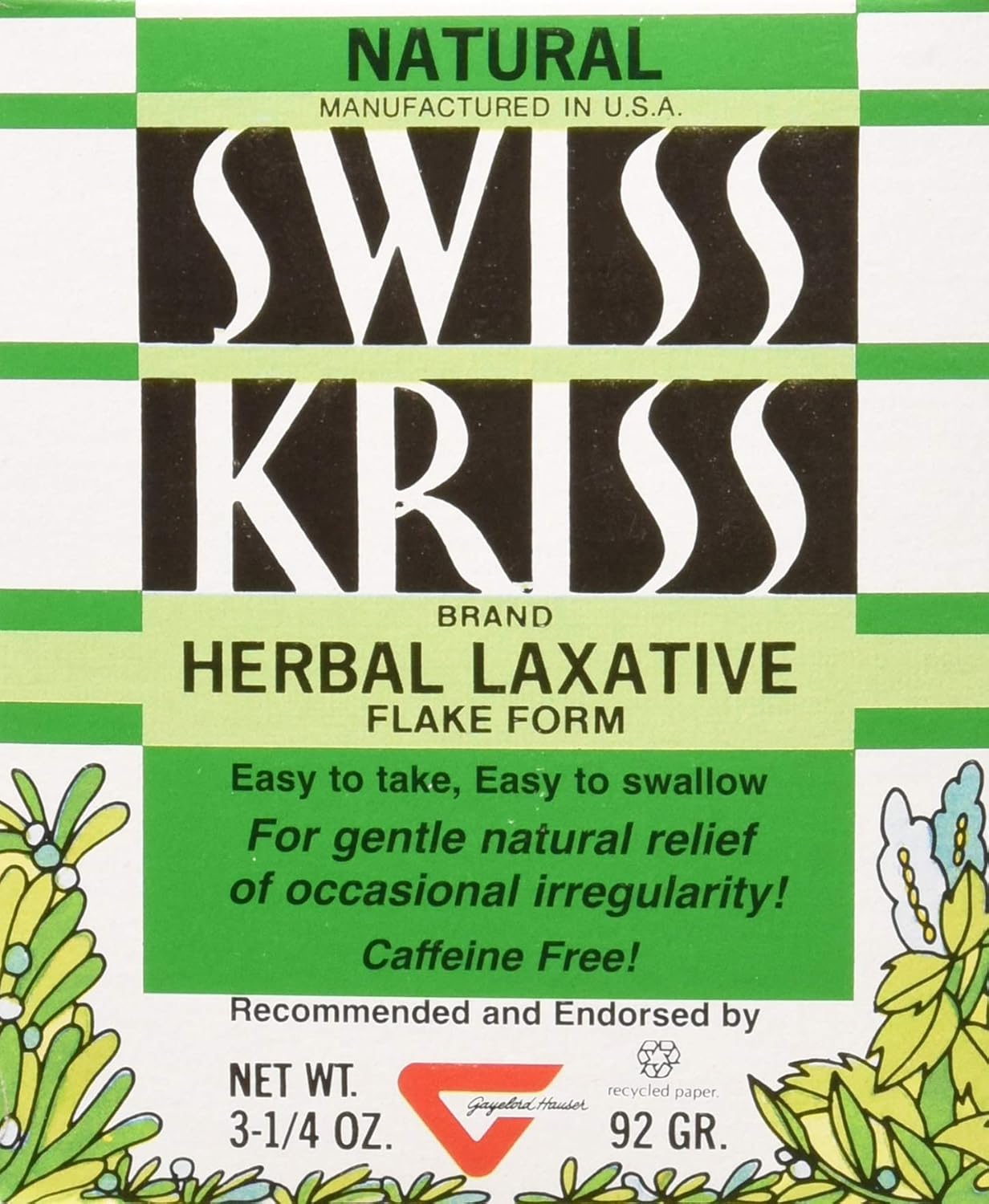 Modern Products Swiss Kriss Herbal Laxative Flake, 3.25 Ounce -- 6 per case.