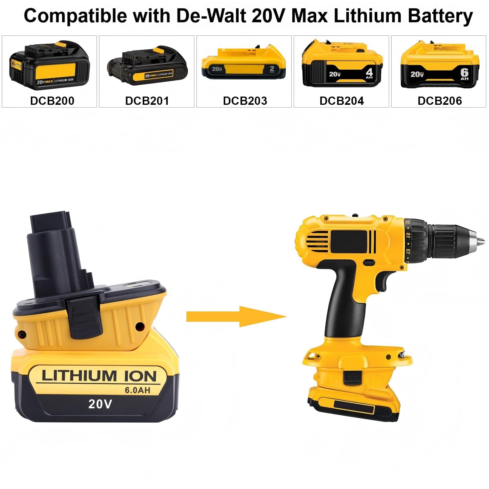 Compatible avec les adaptateurs Dewalt 18 V vers 20 V, lot de 2 adaptateurs DCA1820 compatibles avec les perceuses sans fil Dewalt 18 V, scie circulaire et ponceuses, compatible avec les nouvelles