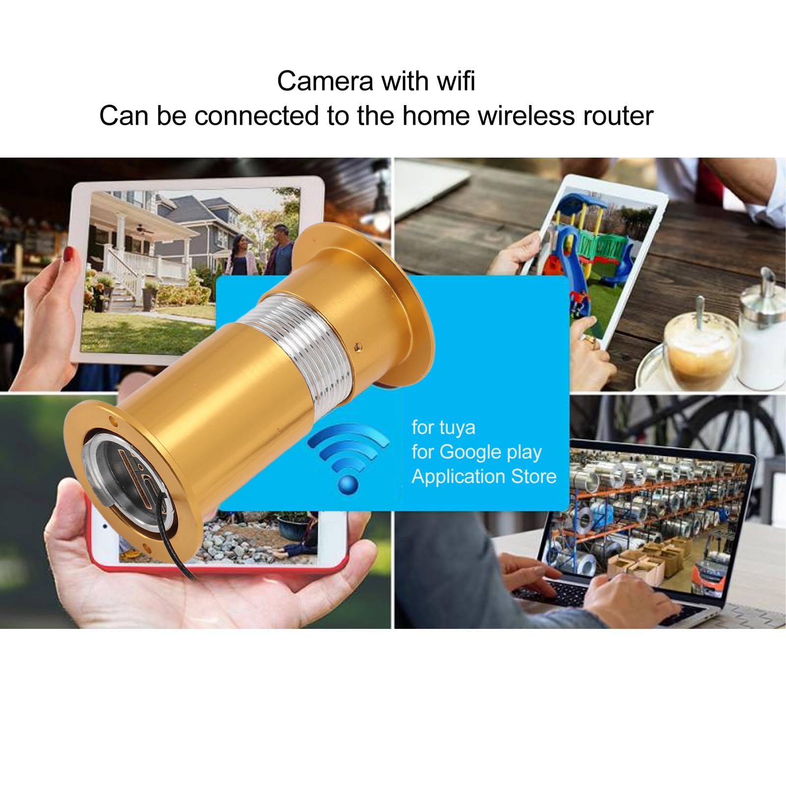 Spioncino WiFi Telecamera HD 1080P, Foro per Occhi per Porta, Telecamera con APP di Controllo e Conversazione Bidirezionale, Rilevamento del Movimento