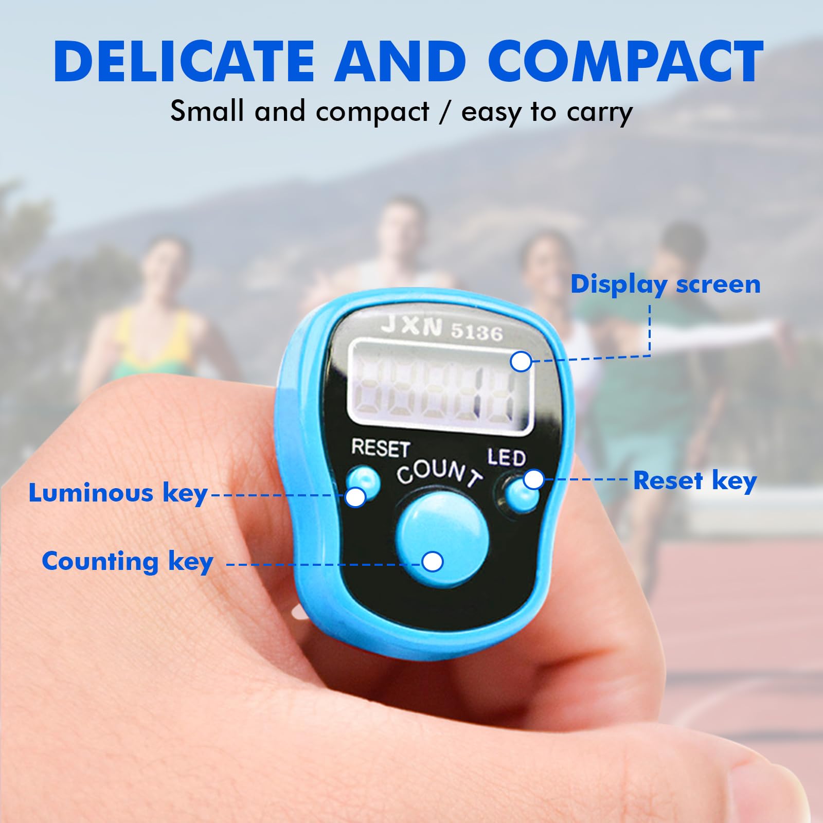 Mini Contador de Dedos LED Digital con Luz Nocturna Pantalla LCD para Golf