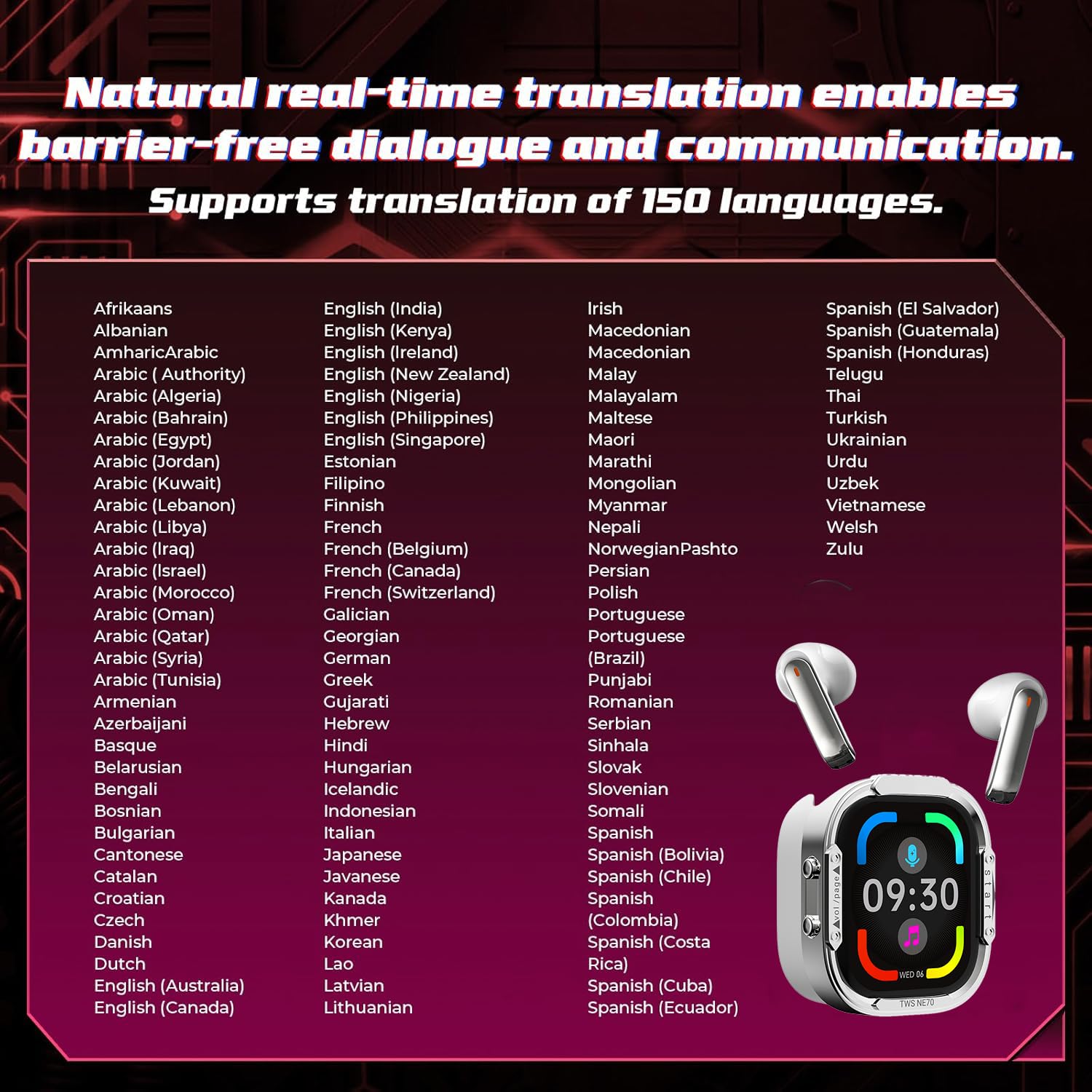 Auriculares de traducción de IA en tiempo real, nuevos auriculares NE70 traductor de idiomas 2026 con pantalla táctil, Audifonos Traductores Inglés Español, dispositivo de traducción Bluetooth