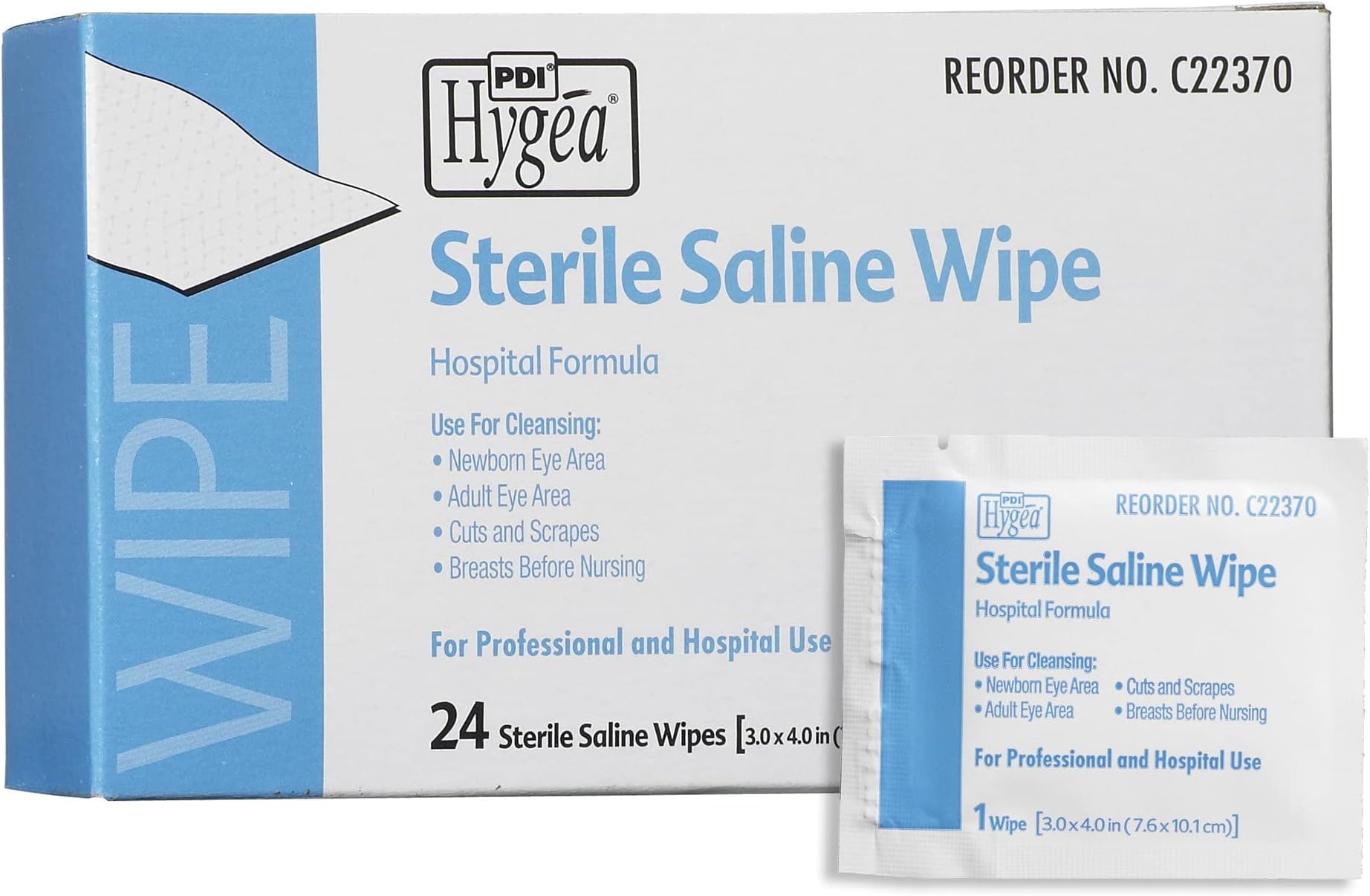Saline Wipe Hygea Individual Packet Saline Unscented 24 Count