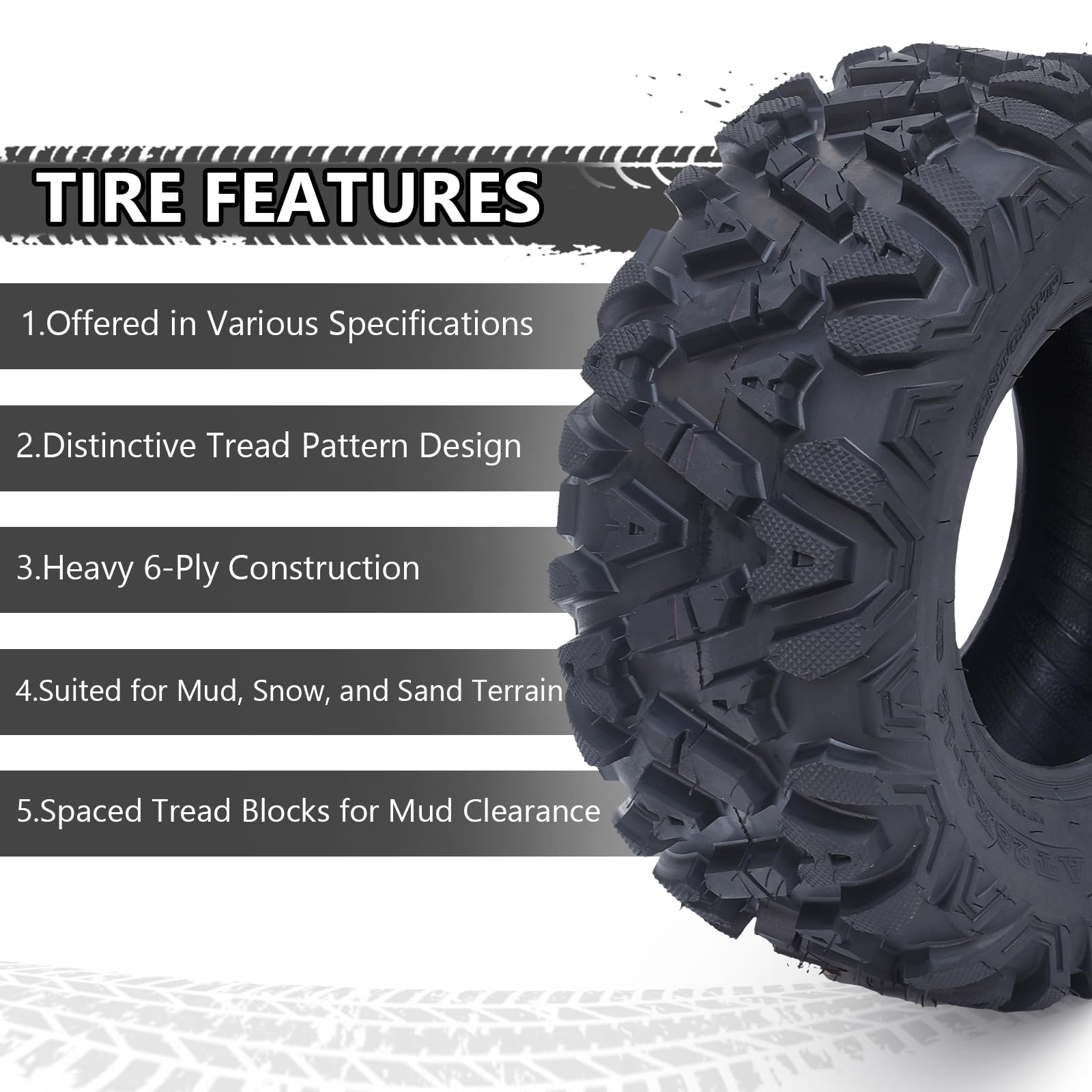 Snapklik.com : 26x11x14 Atv Tires, Set Of 2 Atv Tires 26x11-14 6PR, All ...