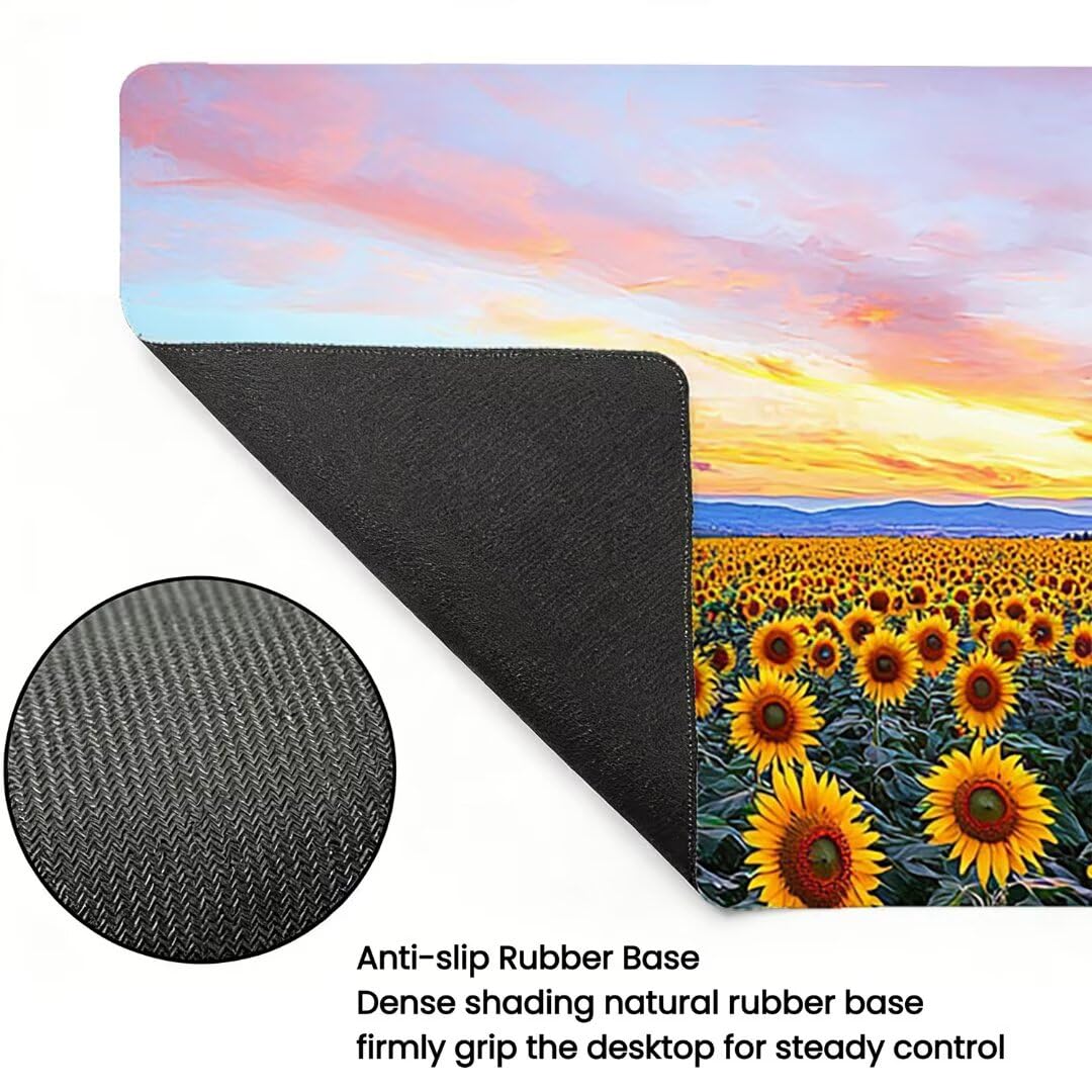 Podkładka pod mysz XXL zachód słońca - 1400x600x3mm - krajobraz duża mata na biurko z przeszytymi krawędziami i antypoślizgowa wodoodporna do komputera, przenośna poprawia precyzję i szybkość -35488