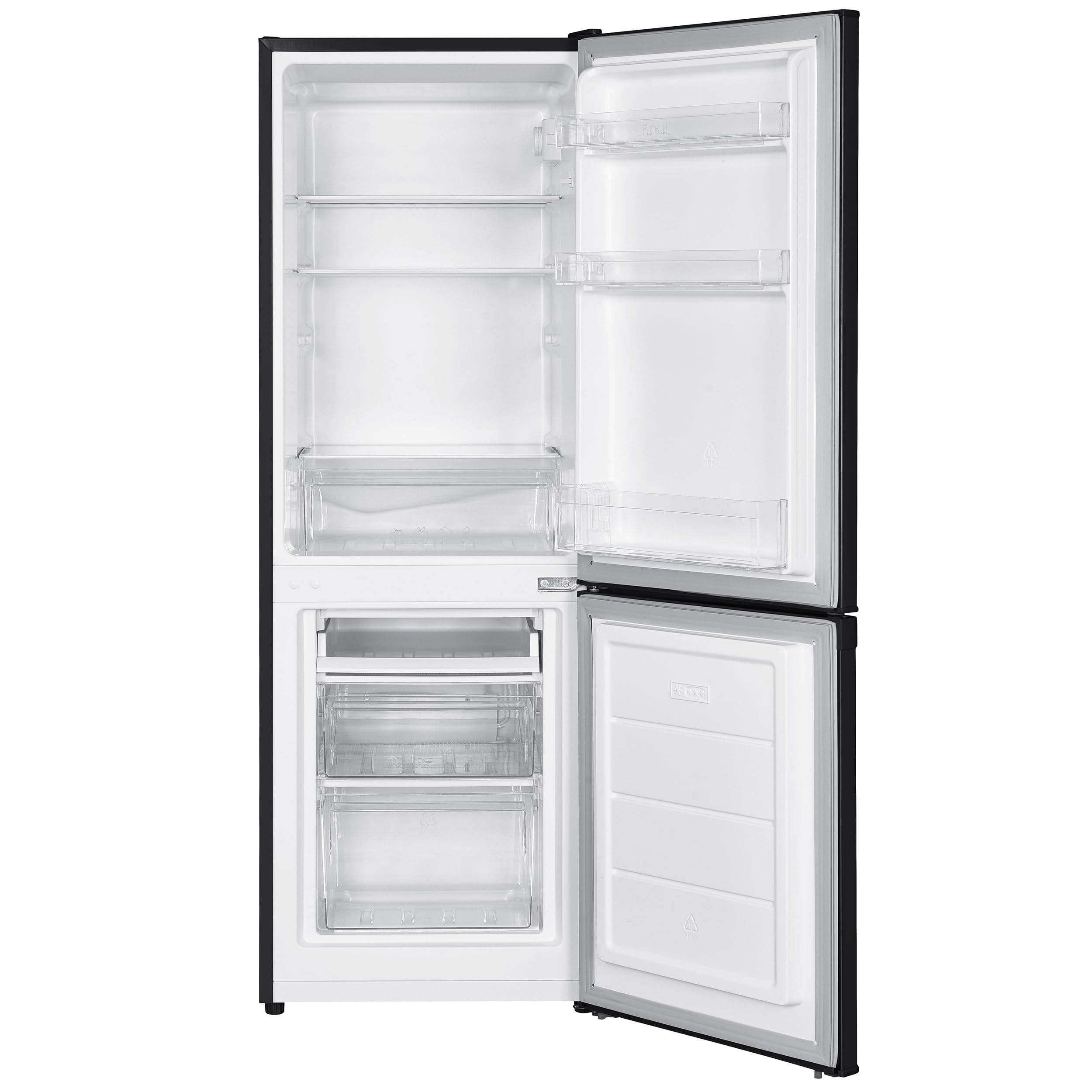 homeX Kühlschrank mit Gefrierfach | Kühl Gefrierkombination freistehend | 173 Liter Nutzinhalt | 4-Sterne Gefrieren | Höhe 142,5 cm | Leise 40 dB | Große Kühlgefrierkombi schwarz | CFS1110-B