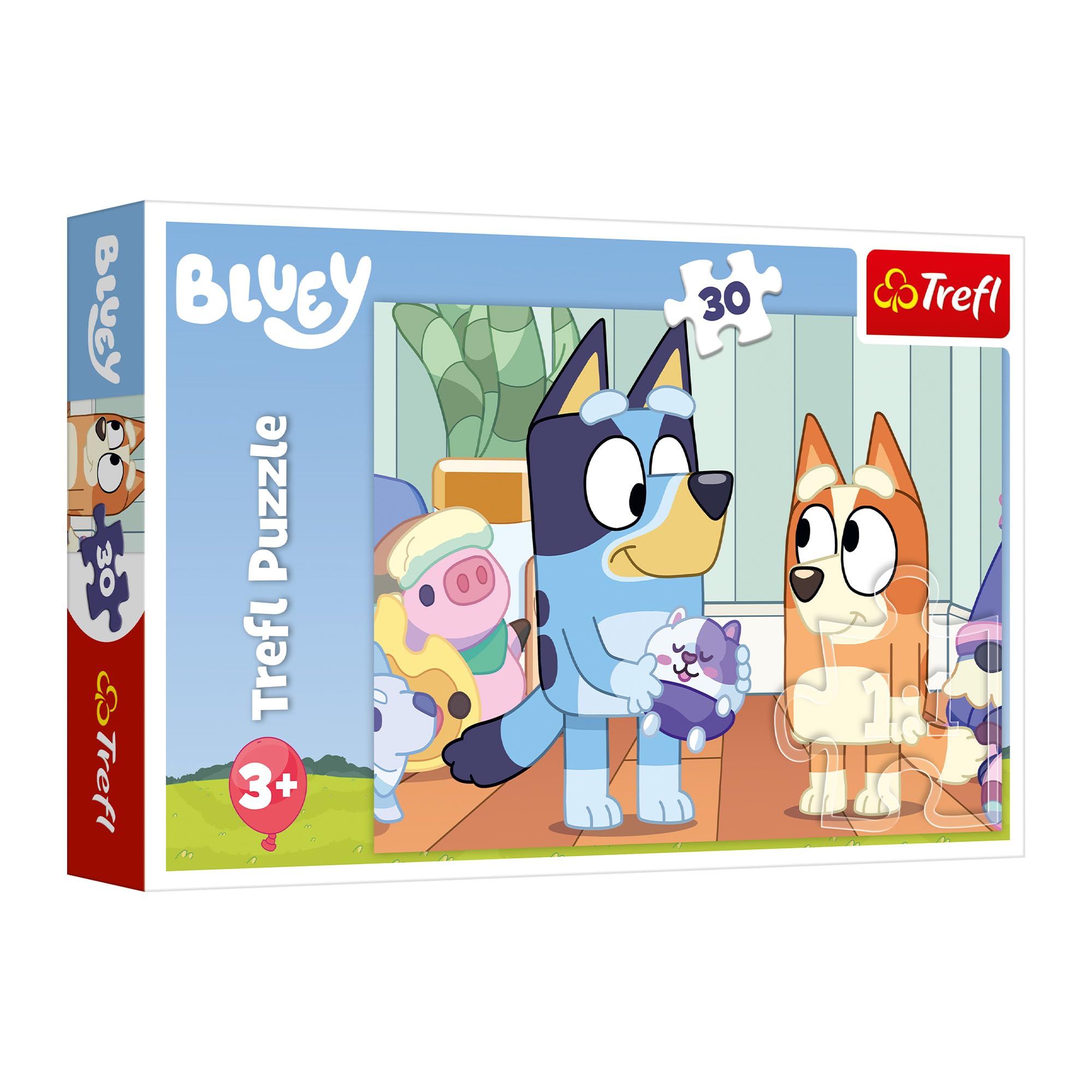 Trefl - Bluey, Z Bluey Zawsze Jest Wesoło - Puzzle 30 Elementów - Kolorowe Puzzle z Bohaterami Bajki, Kreatywna Rozrywka, Zabawa dla Dzieci od 3 lat