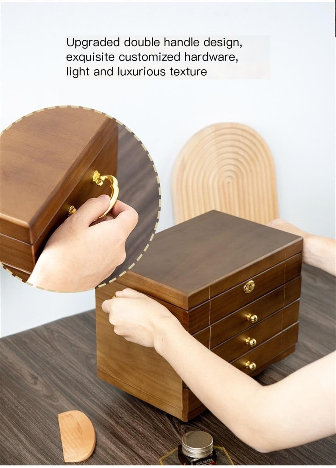 Drewniane pudełko na biżuterię dla kobiet Organizer Box firmy Solid, Jeden