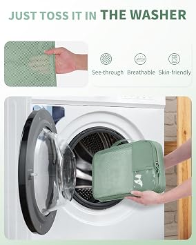 ECOHUB Packing Cubes for Suitcase, 6pcs Suitcase Organiser Bags with Tag, Recycled Travel Organiser Packing Bags for Backpack, Rip-stop Mesh Luggage Packing Organizers, Green (Patent Pending)