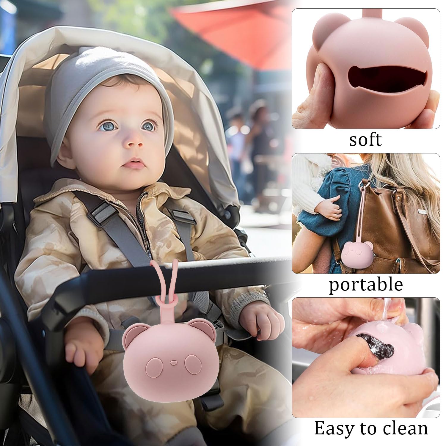 Lot De 2 Boîtes à Tétines Silicone + 2 Boîtes Plastique Transparent - Sans BPA Pour Bébé