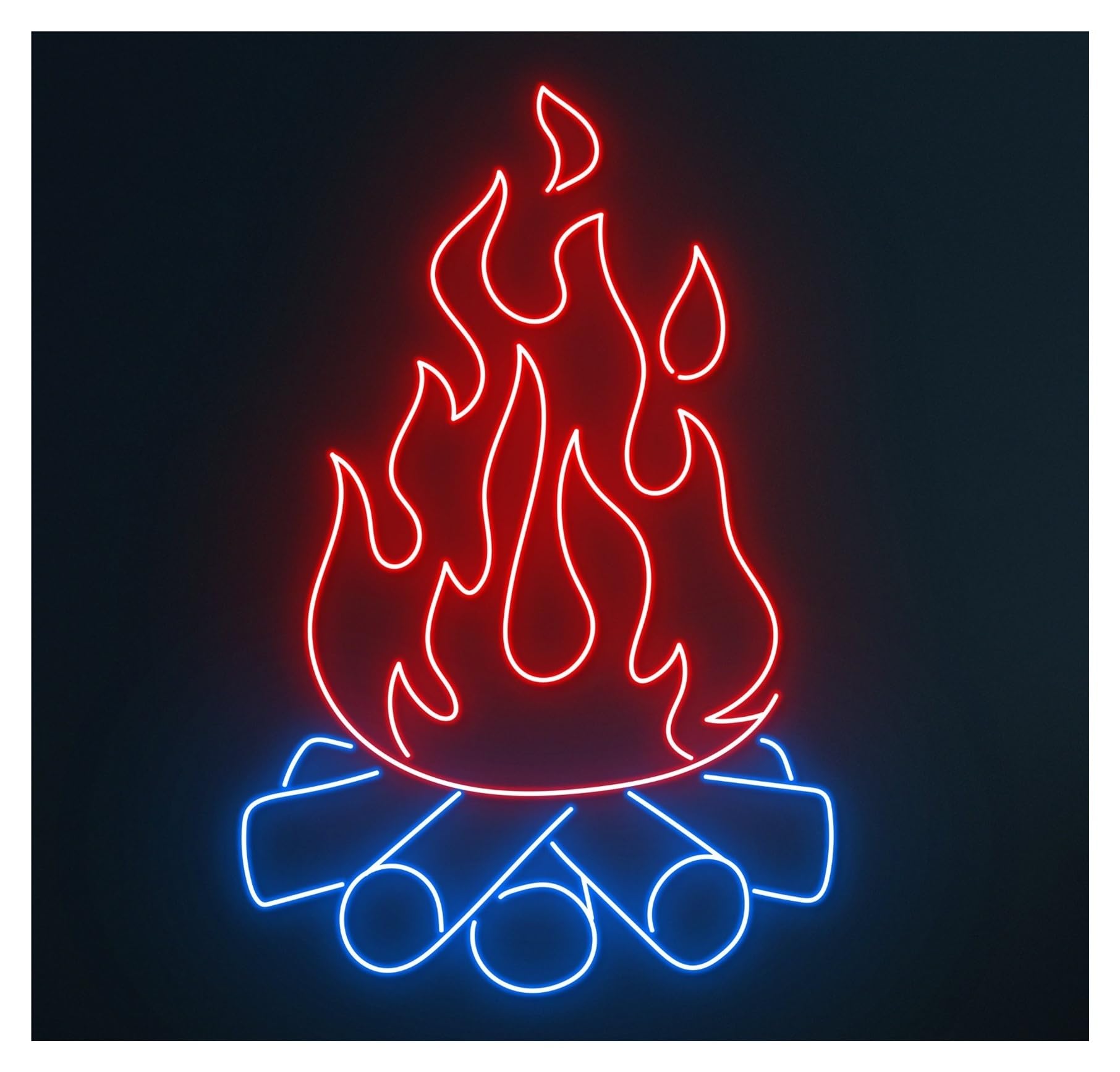 RONGCH Hanging Art Signs Bonfire Neon Sign Flame Flaming Room Wall Art Decor Camping Restaurant Shop Deli Food Market Kitchen Home Hanging 58cm
