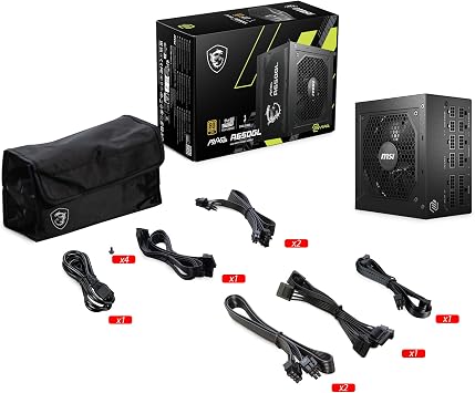 MSI MAG A650GL, Fully Modular Compact Gaming 650W Power Supply, 80+ Gold, ATX PSU,