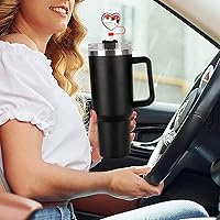 Vista 5 de Tapa de popote de corazón para el día de San Valentín para vaso Stanley Cup de 40 y 30 onzas, accesorios reutilizables de 0.394 pulgadas para popote