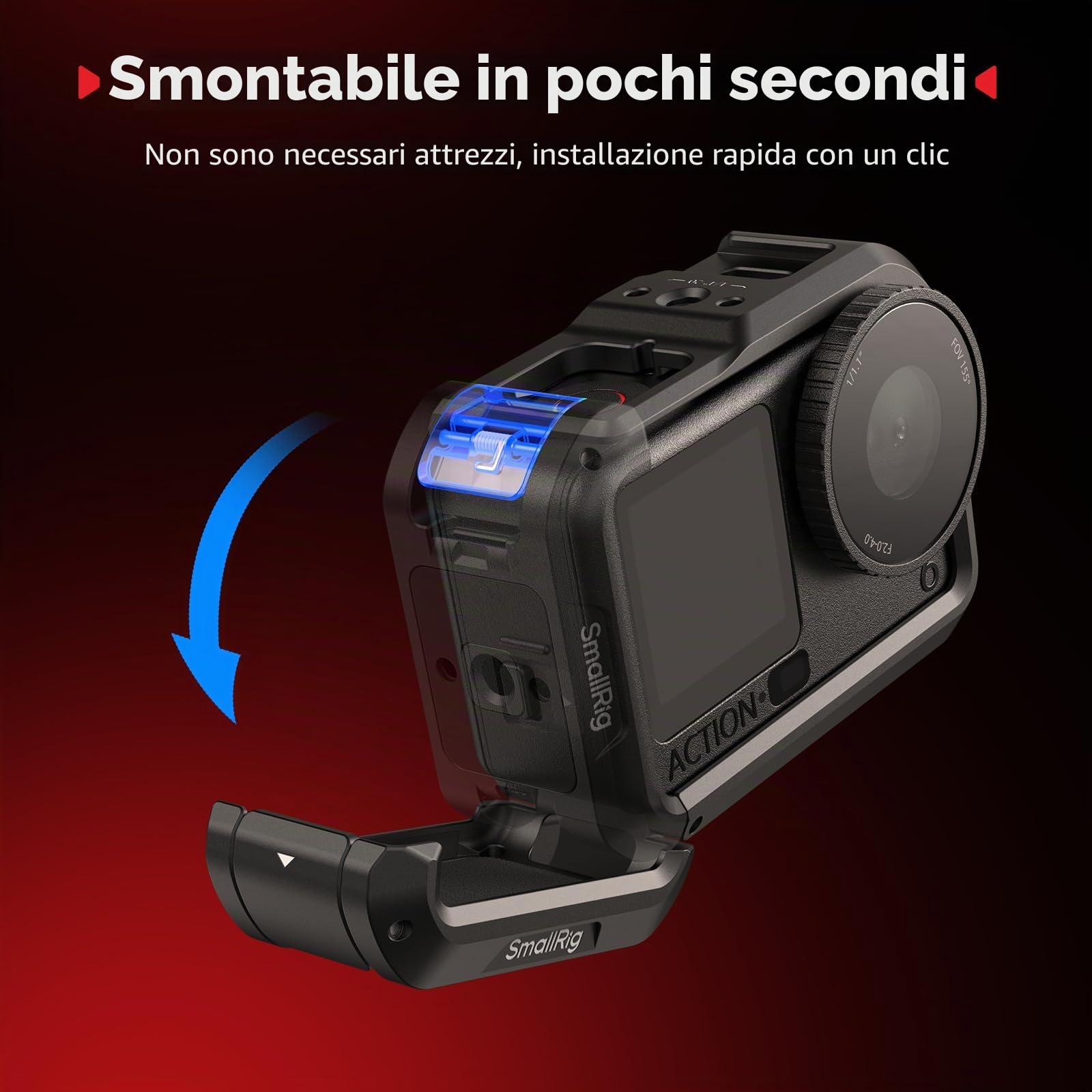 SMALLRIG Cage per DJI Osmo Action 6 (Advanced Edition), gabbia per fotocamera in lega di alluminio con attacco a slitta, cinturino da polso, copriobiettivo, accessori per Action 6-5887