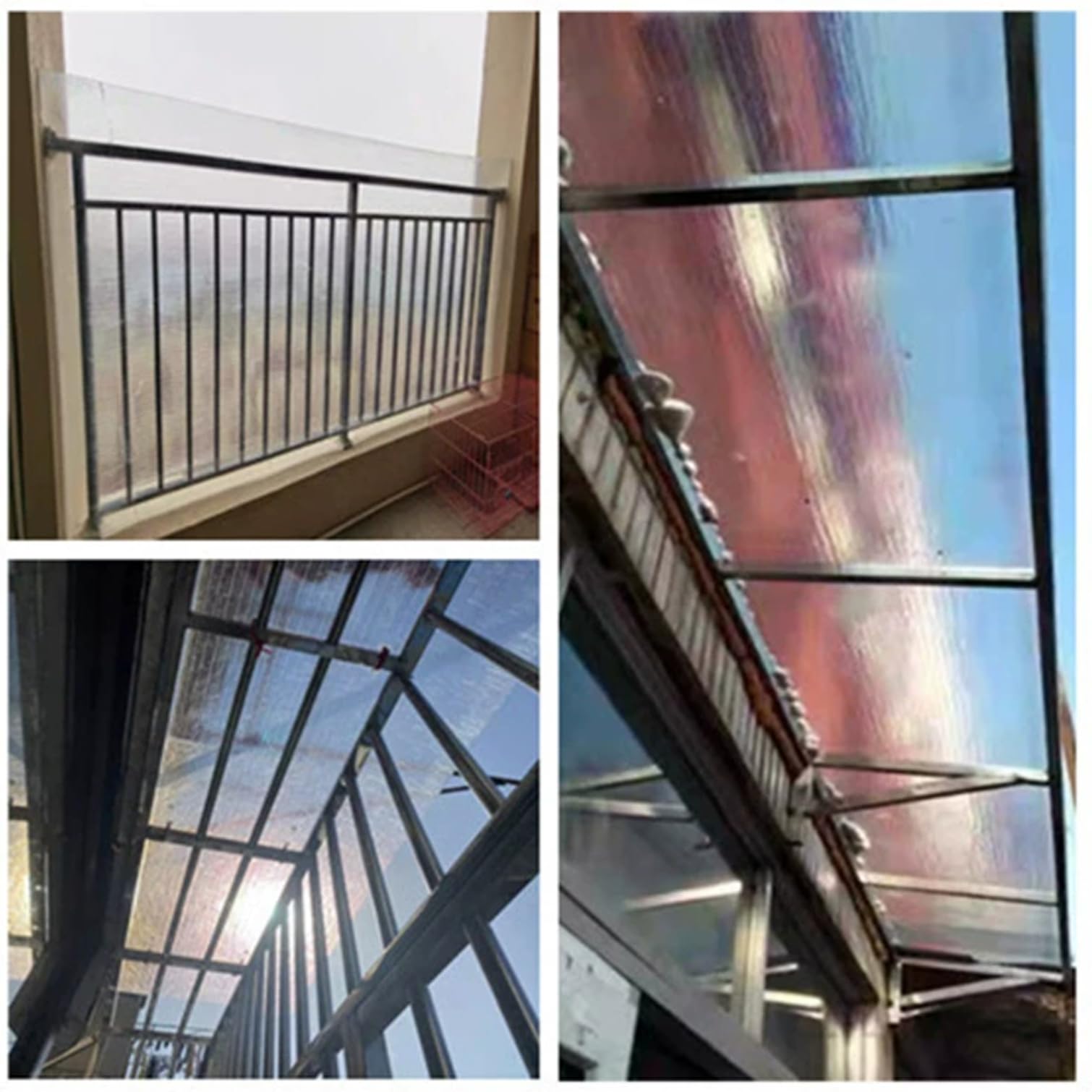 Hoja de Policarbonato para Techos,Placa de Invernadero Transparente,Panel de Fibra de Vidrio 0,8mm,Cubiertas de Techo Aislamiento a Prueba de Lluvia,para Jardín Al Aire Libre (0.8x4m)