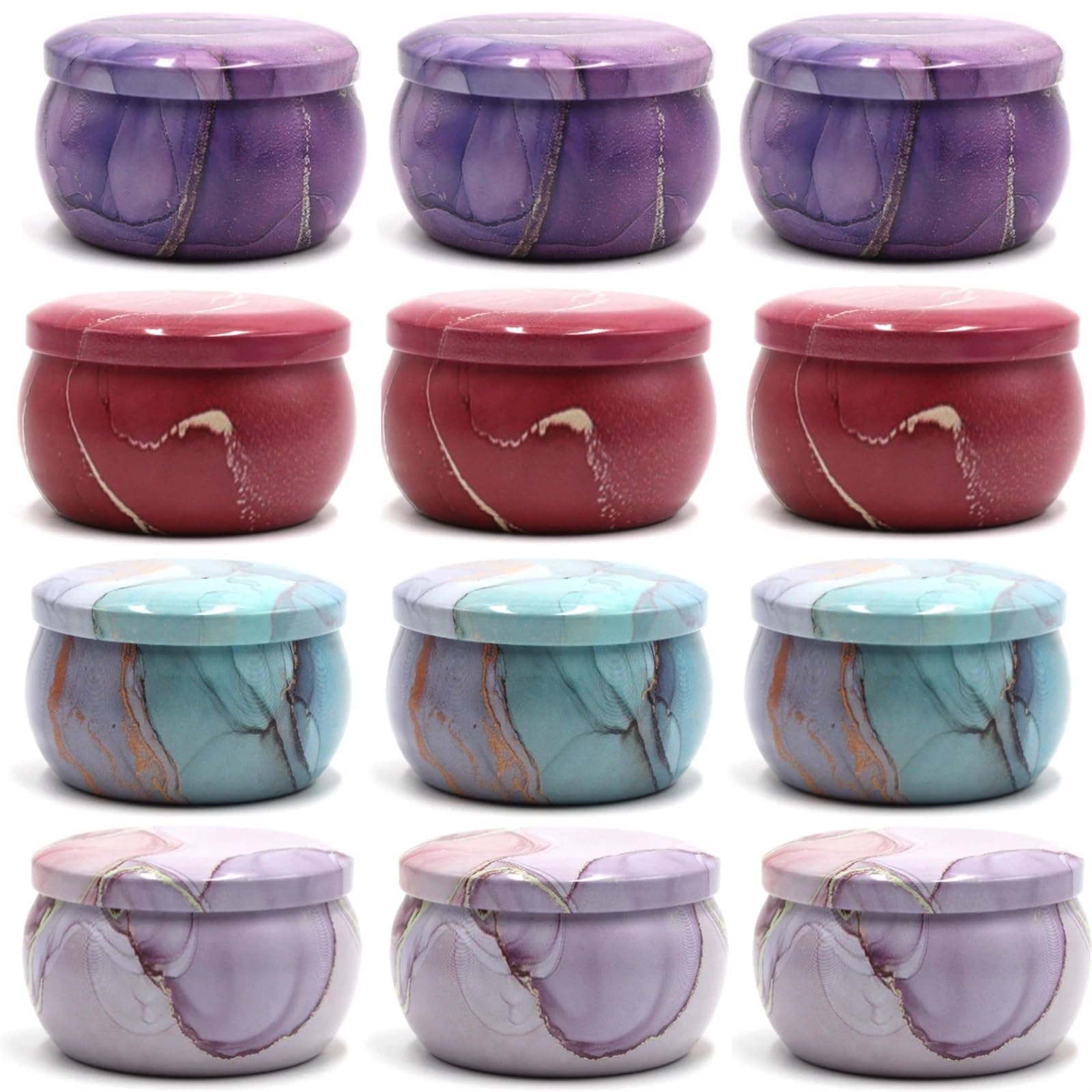 HNULGVI barattoli per candele 12 pezzi 4oz barattoli di latta for candele vuoti fai da te kit la fabbricazione contenitore spezie secche dolci(4 Color Mixed)