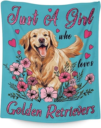 Miniatura 7 de Manta de Golden Retriever personalizada con nombre, 30 x 40 pulgadas, bonita manta para mujeres y niñas, manta de felpa suave y mullida azul para