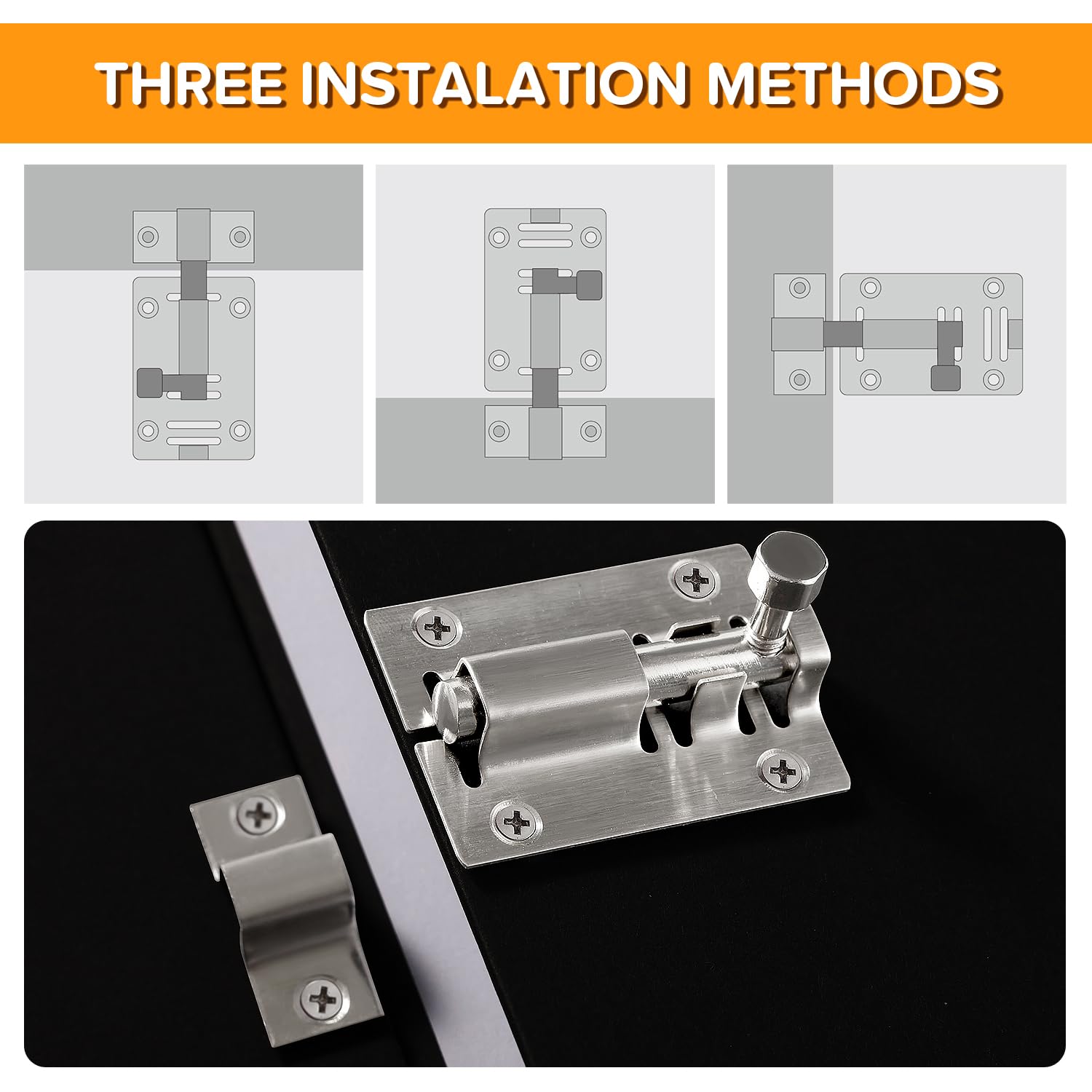 4 Chiavistelli Scorrevoli In Acciaio Inox - Per Porte, Armadi E Cancelli, Con Viti