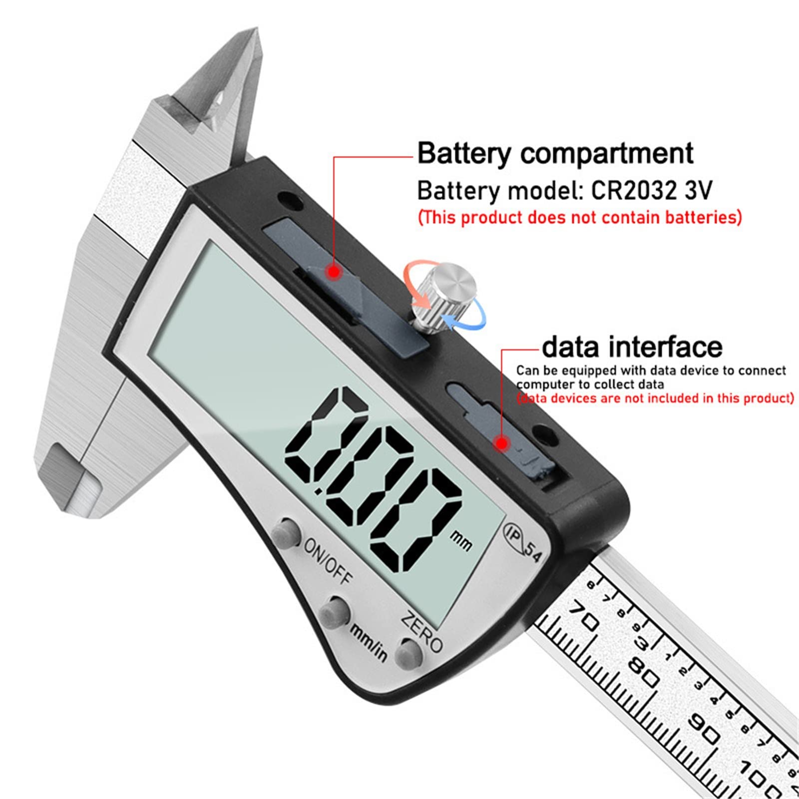 Calibrador Electrónico Digital Calibre Vernier Digital De 150 Mm, Calibrador Electrónico De Acero Inoxidable para Uso Doméstico E Industrial,Noir-0-150mm