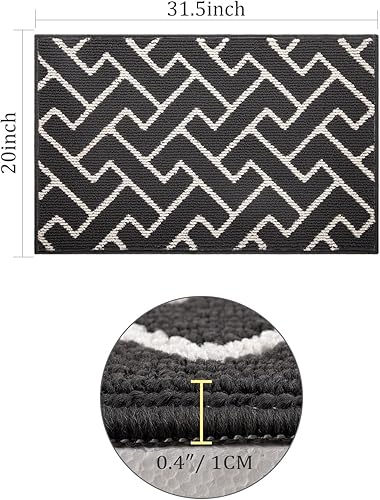 Miniatura 2 de hicorfe Alfombras y tapetes de cocina, polipropileno súper absorbente de 20 x 31.5 pulgadas, antideslizante, tapete suave y cómodo, lavable para