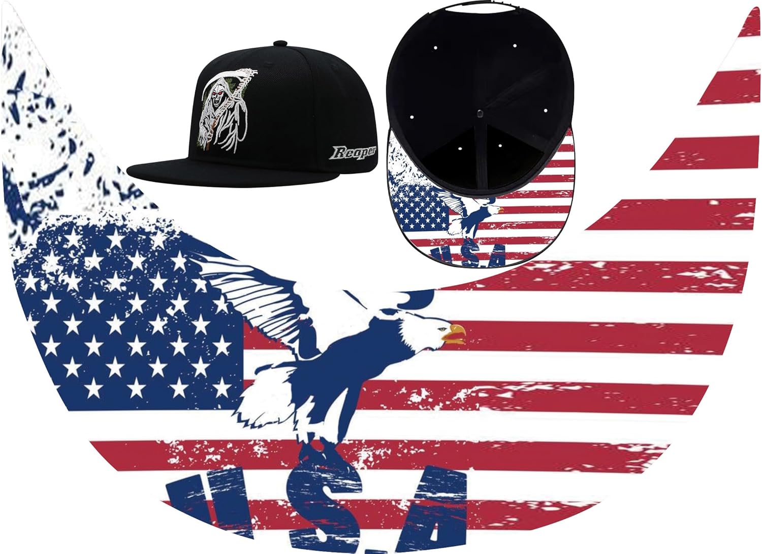 Classic Snapback Hats Skull Embroidery Adjustable Flat Bill Hat Unisex Baseball Caps