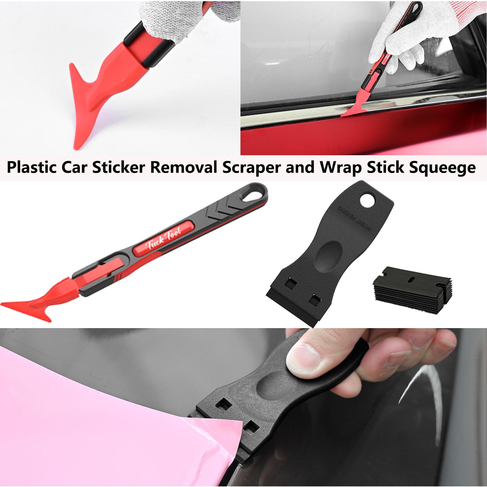 EHDIS Folierungs Werkzeug Set, Rakel Set für Folie, mit Bulldozer Rakel, Filzrakel, Scheibenabzieher Auto, Cuttermesser, Micro Rakel, für Fensterfolie, Tönungsfolie Auto, Auto Folierung