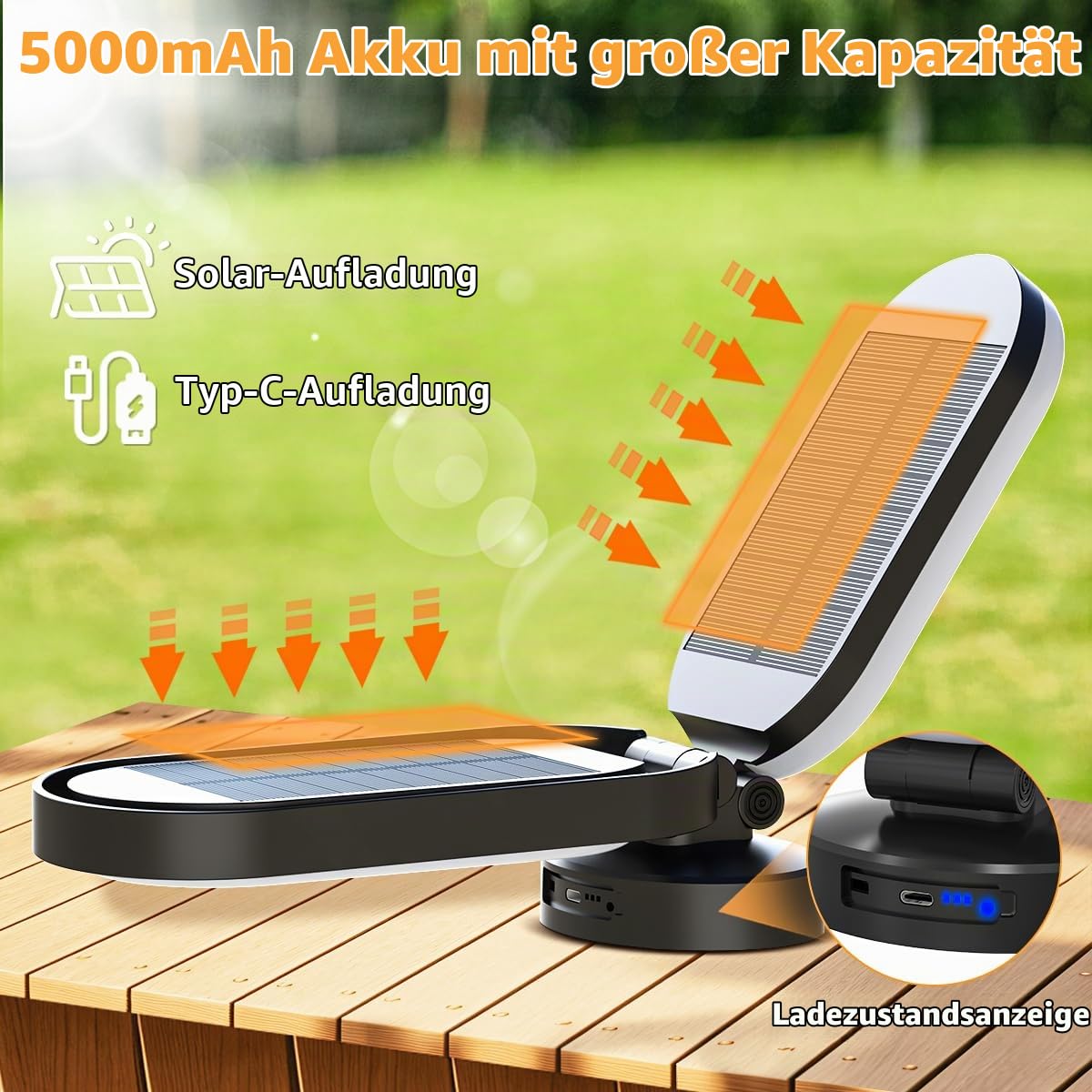 Campinglampe Solar,Faltbare Wasserfeste Zeltlampe Und Solarleuchte