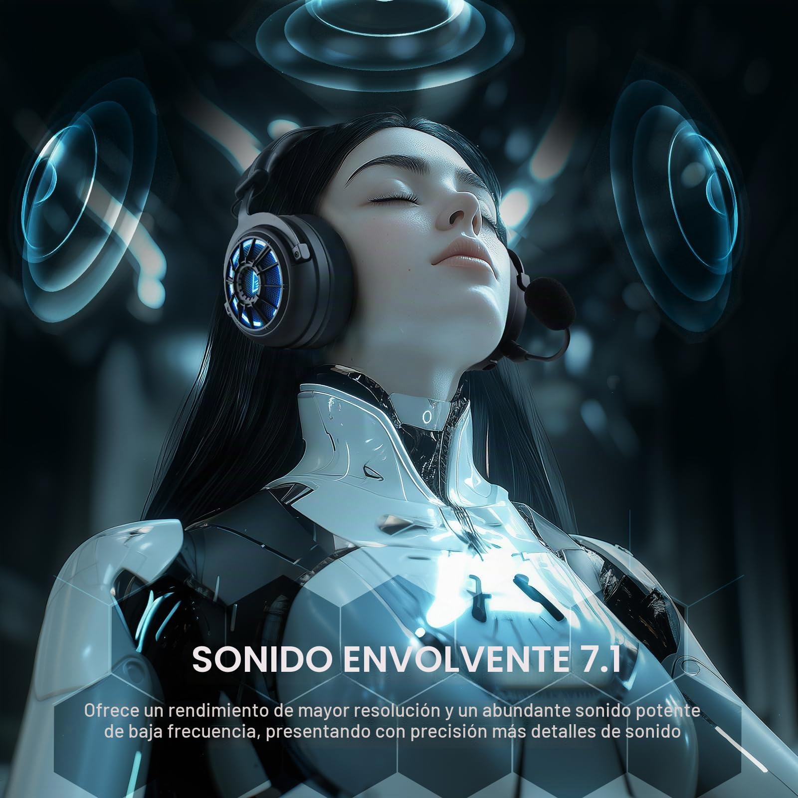 EKSA E5000BT Cascos Gaming inalambricos, Auriculares Bluetooth 5.4 con Baja Latencia para Juegos, Actuador de Doble cámara, 2,4GHz Conexión Tri-Modal, Iluminación RGB,100 Horas de Reproducción