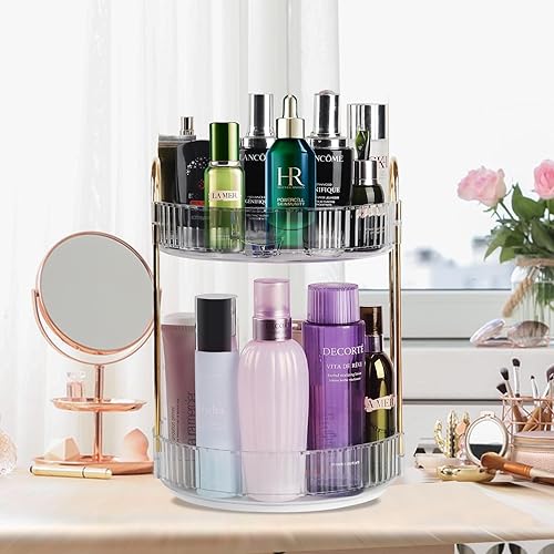 Organizador de maquillaje giratorio para tocador, estante giratorio de almacenamiento de maquillaje de 360 grados, estante de almacenamiento