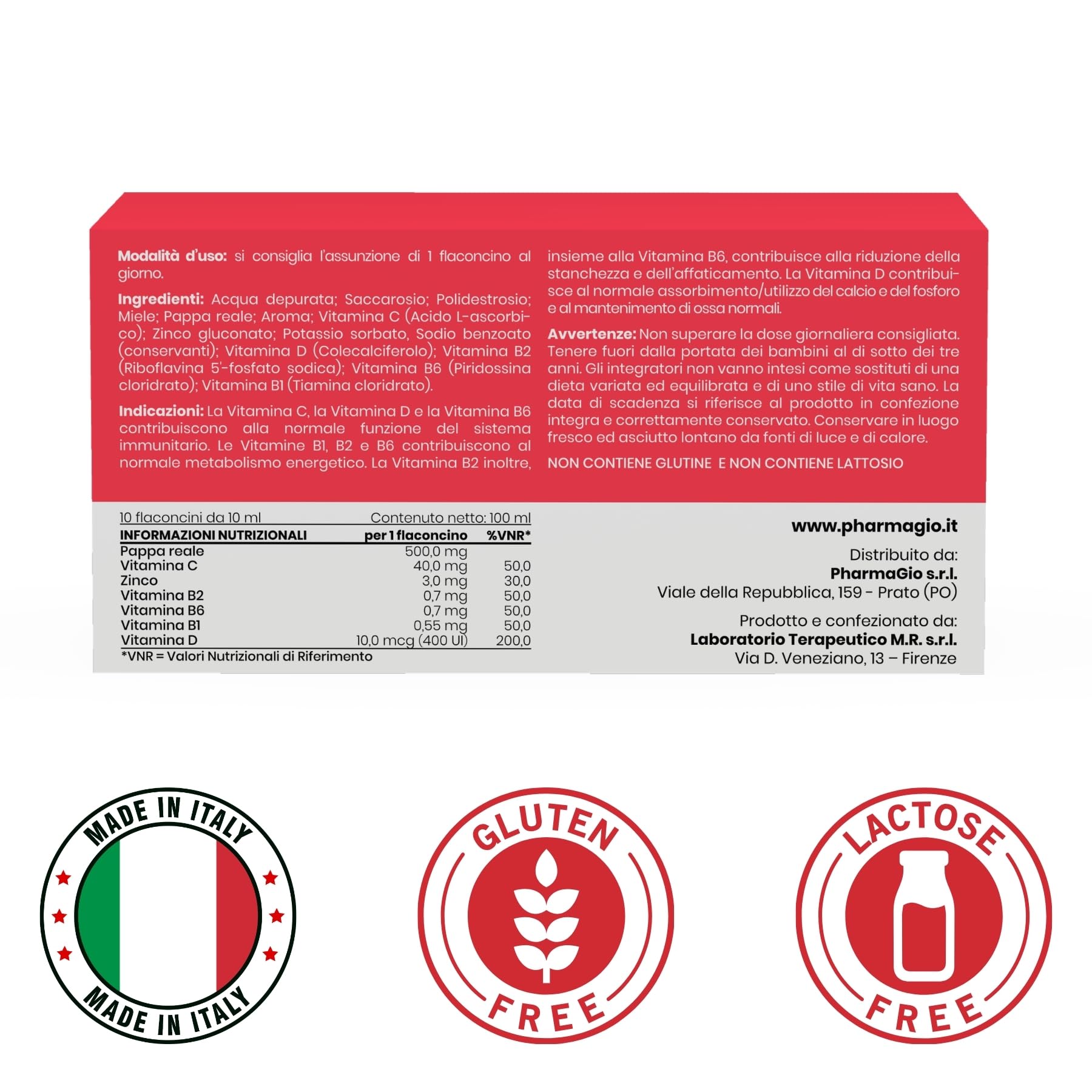 ENERGIA Integratore Stanchezza per Bambini e Adulti - Integratore Pappa Reale Bambini e Vitamina C - Integratore Concentrazione - 10 Flaconi da 10 ml - Integratori Stanchezza fisica