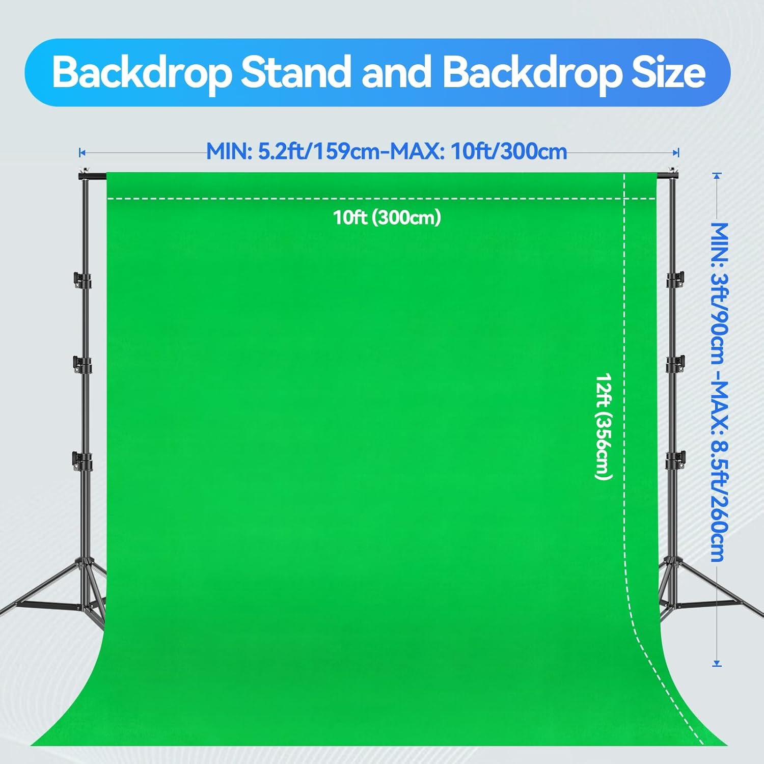 EMART 8.5X10 FT Green Screen Backdrop Kit, Photography Umbrella with 5500K Bulbs, 10X12 FT Green Backdrop with Spring Clamps, Professional Photography lighting kit for Studio, Portrait, Video Shooting