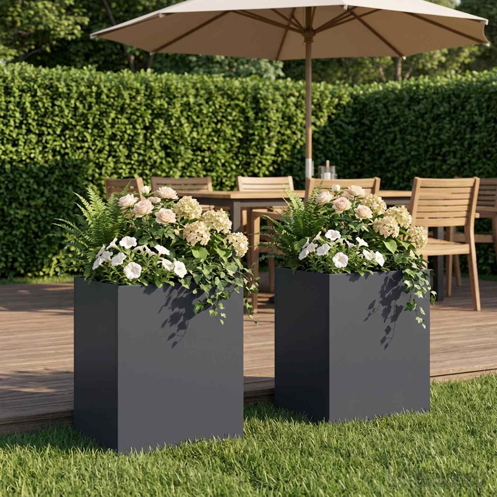 Genérico Macetero de Jardín 2 uds. Gris Antracita 40 x 30 x 40 cm,Casa y jardín,Maceteros y jardineras,7.3 kg-8005475