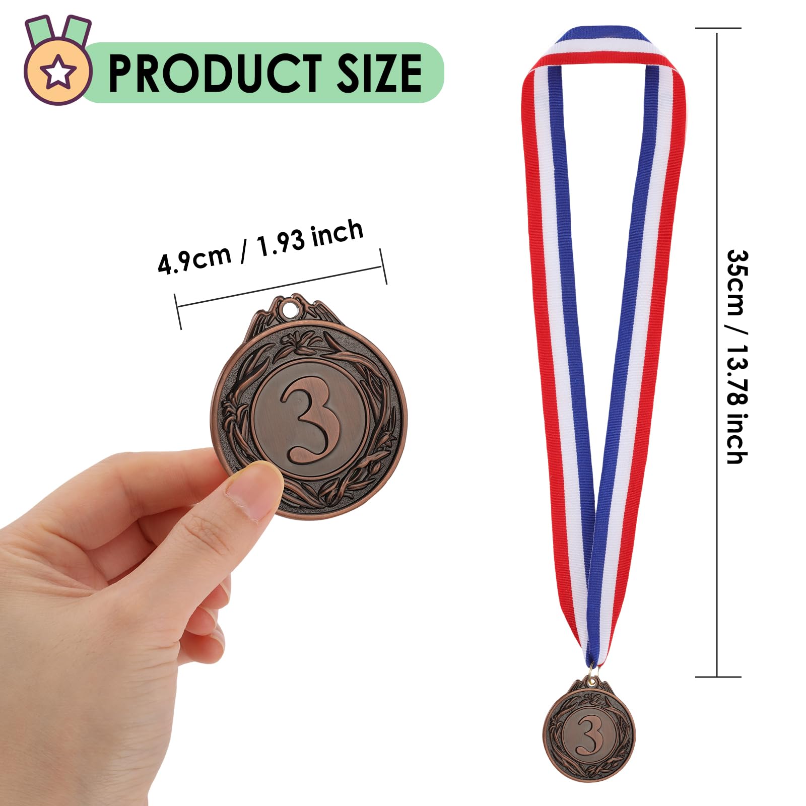Simpeak 12 Pezzi Medaglie Premiazioni Metallo, Medaglie per Il Primo Vincitore per Campioni Sportivi a Tema Olimpico Bomboniere per Feste Cerimonia Incentivi per Studenti Giochi diurni, 2 Pollici