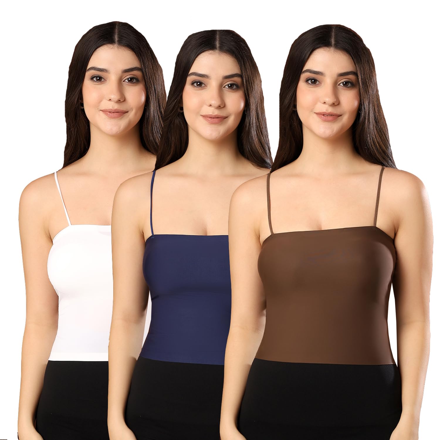 Women Pack of 3 Lightly Padded Camisole Spaghetti Strap Seamless Bralette (Removable Pads) Stretchy No Wire Cami Tank Top-picture-32