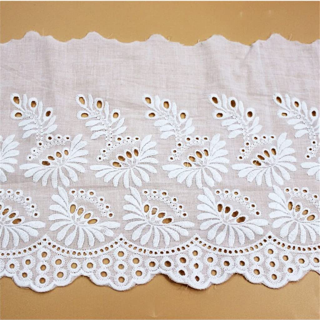 Générique Blanc Coton Creux Broderie Fleur Ruban Dentelle Tissu Bricolage Matériel Rideaux Robe Accessoires De Couture (Couleur : Blanc, Taille : 20CM) (Blanc 20CM)