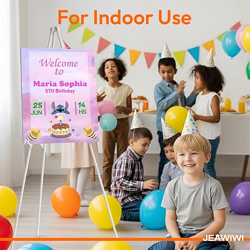 Miniatura 5 de Soporte de caballete blanco de 3 piezas para letrero de boda, 66 pulgadas, ligero, ajustable, soporte de cartel de arte para exhibir letrero