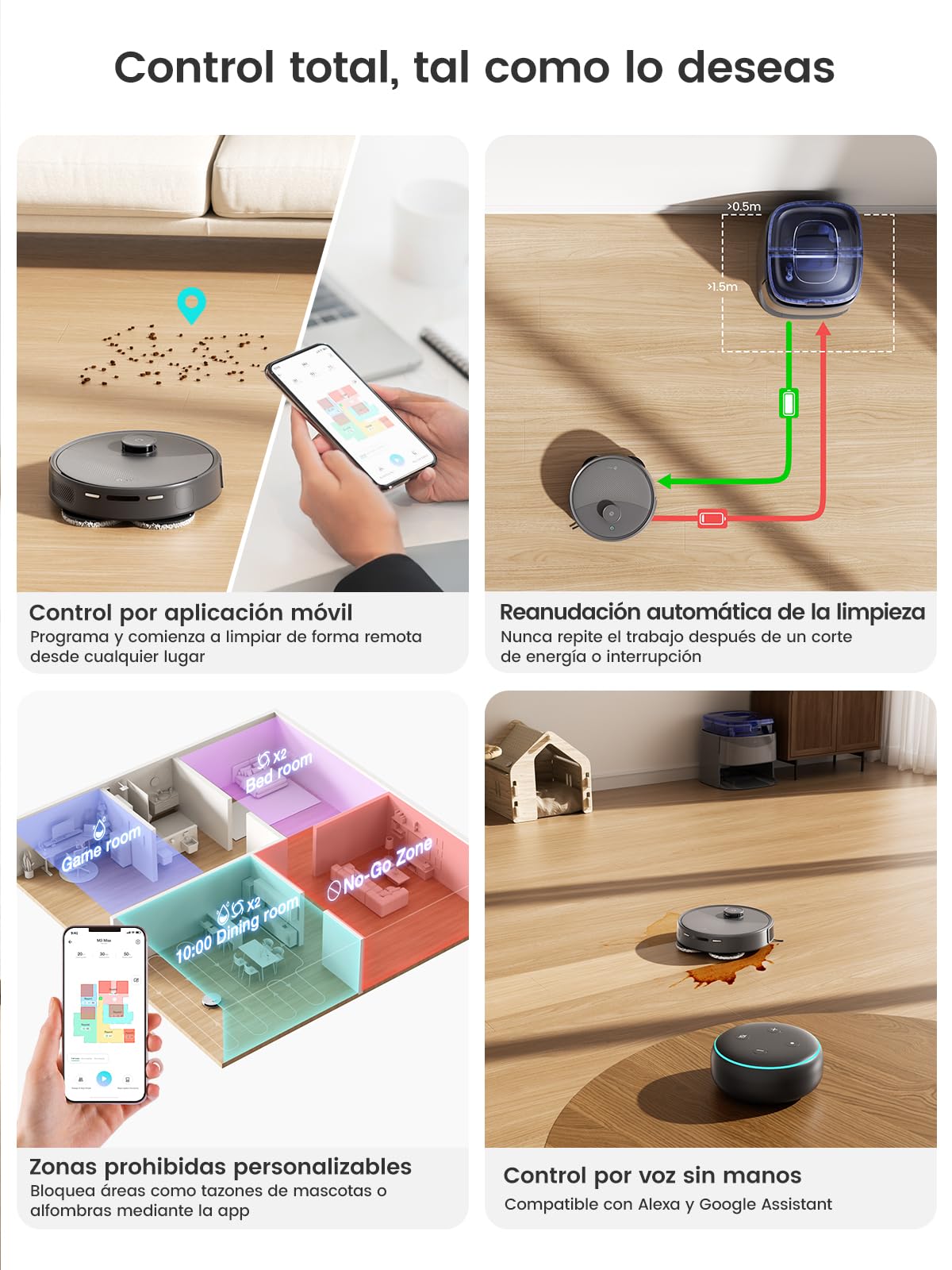 Lefant M3 Robot Aspirador y Fregasuelos con Mapeo, 220min, 12000 Pa, Automático para 3,2 L, Cepillos Antienredos, Navegación dToF, Evitación Obstáculos PSD 190°, 5G WiFi/App/Alexa, Gris