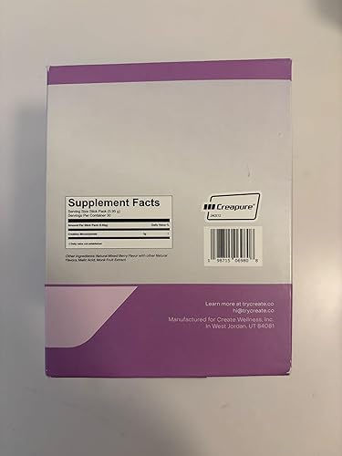 Miniatura 4 de Create Monohidrato de creatina en polvo de una sola porción  0.18 oz de creatina Creapure  Redefiniendo la fuerza, la energía y la recuperación  Sin