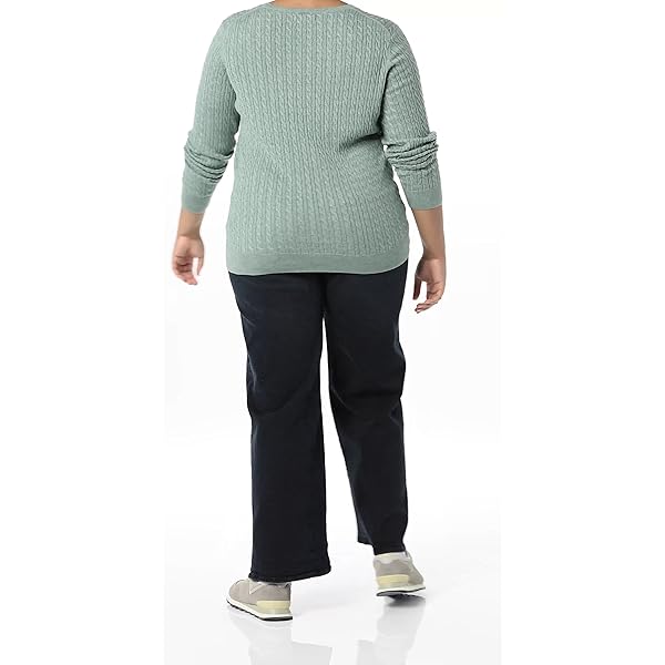 Amazon Essentials Women's Lightweight Long-Sleeve Cable Crewneck Sweater (Available in Plus Size), Purple Heather, Large