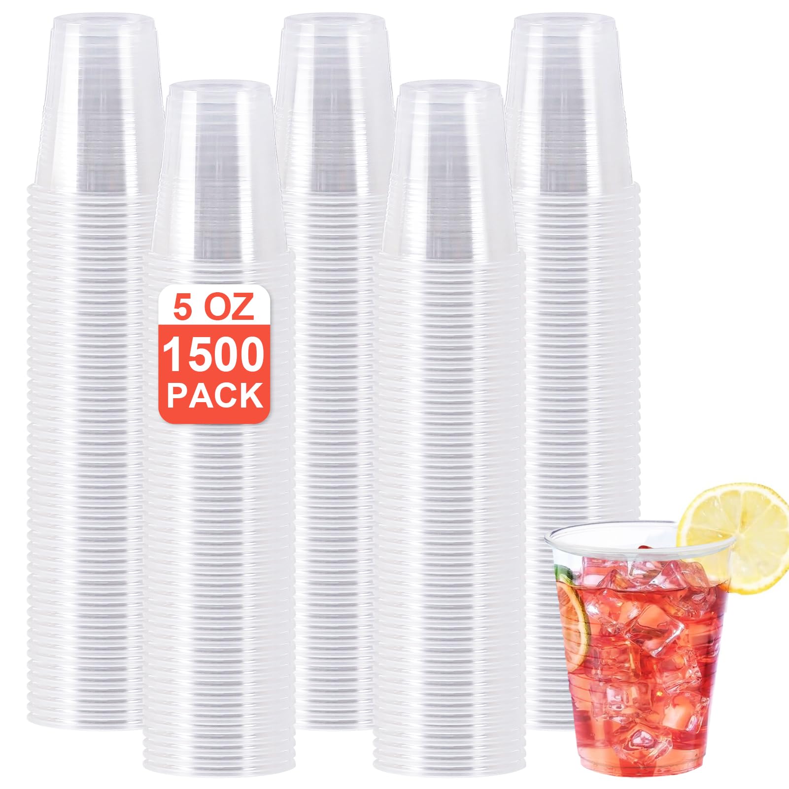Amazon.com: SIUQ 1500 Pack 5 oz Clear Plastic Cups, Disposable Mouthwash  Cups, Plastic Cups 5 Ounce, Cold Party Drinking Cup for Party, Picnic, BBQ,  Travel, Events and Everyday Use : Health & Household